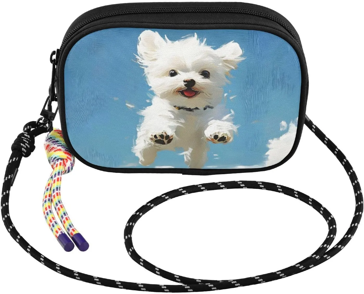 Small Crossbody Bags Dog Jump White Cute for Women Cell Phone Purses Women's Shoulder Handbag Wallet Purse