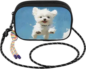 Small Crossbody Bags Dog Jump White Cute for Women Cell Phone Purses Women's Shoulder Handbag Wallet Purse