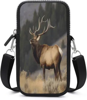 Small Crossbody Bags for Women,Bull Elk Print Mobile Phone Bag,Trendy Cross Body Cell Phone Purse Shoulder Bag