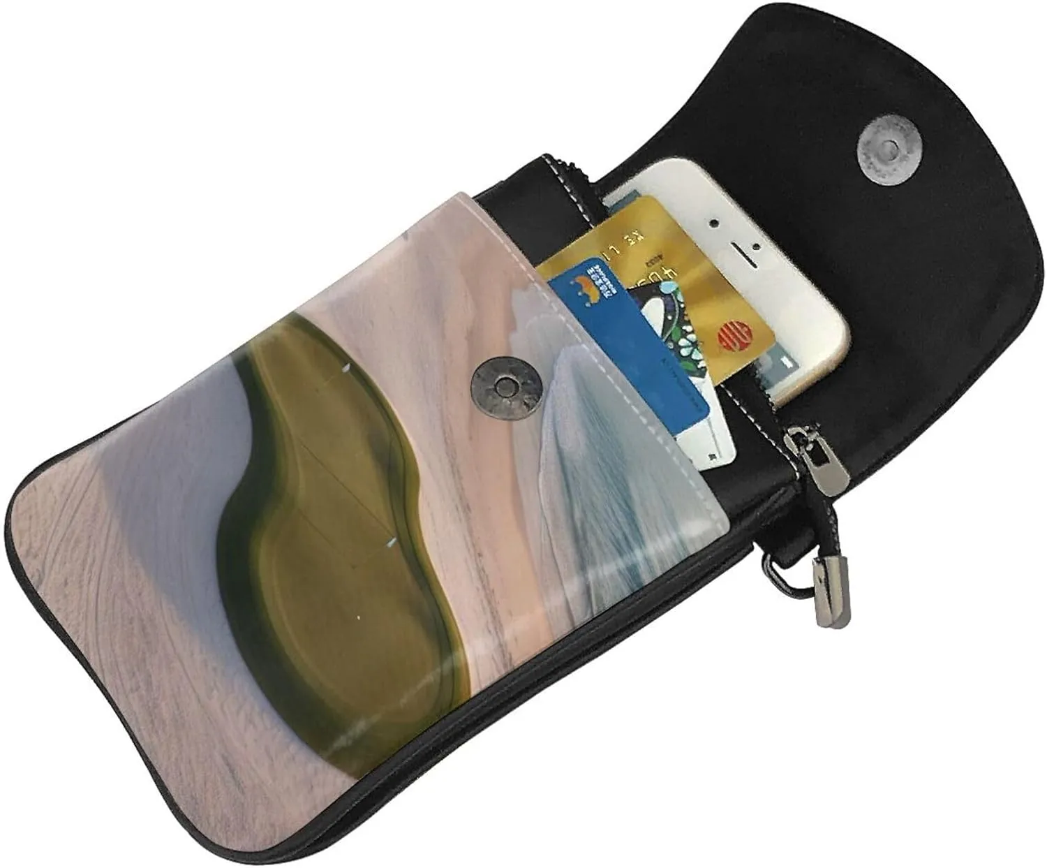 Small Crossbody Bags for Women,Leather Shoulder Bag for Cell Phone Purse with Strap and Beach Golf Course Printed