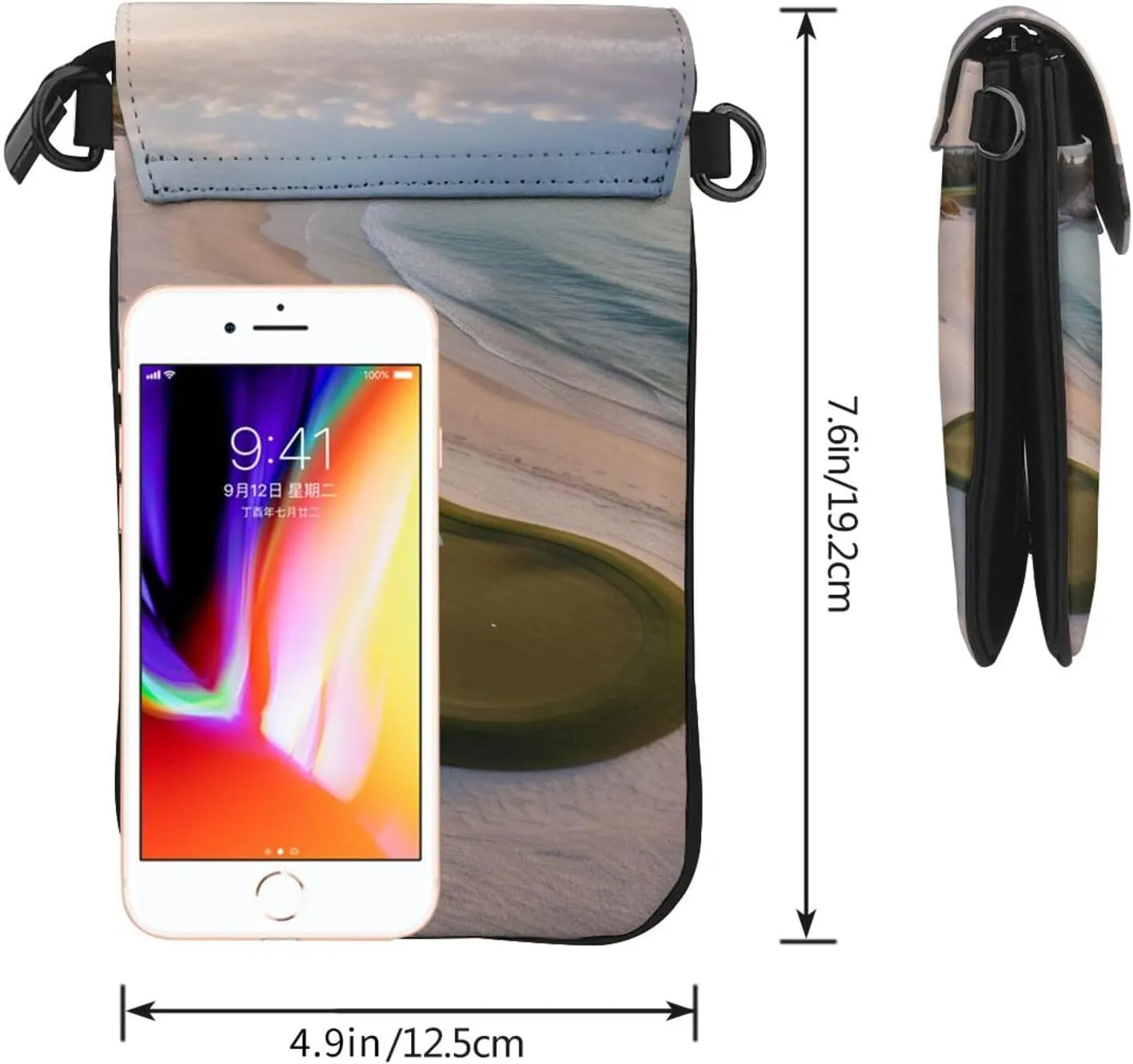 Small Crossbody Bags for Women,Leather Shoulder Bag for Cell Phone Purse with Strap and Beach Golf Course Printed