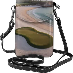 Small Crossbody Bags for Women,Leather Shoulder Bag for Cell Phone Purse with Strap and Beach Golf Course Printed