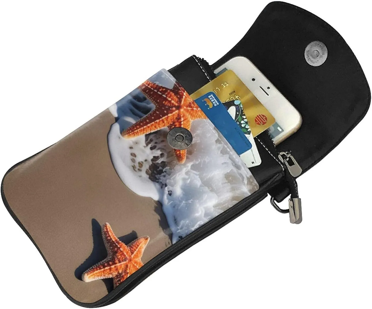Small Crossbody Bags for Women,Leather Shoulder Bag for Cell Phone Purse with Strap and bubbles blue sky Printed