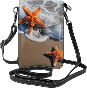 Small Crossbody Bags for Women,Leather Shoulder Bag for Cell Phone Purse with Strap and bubbles blue sky Printed