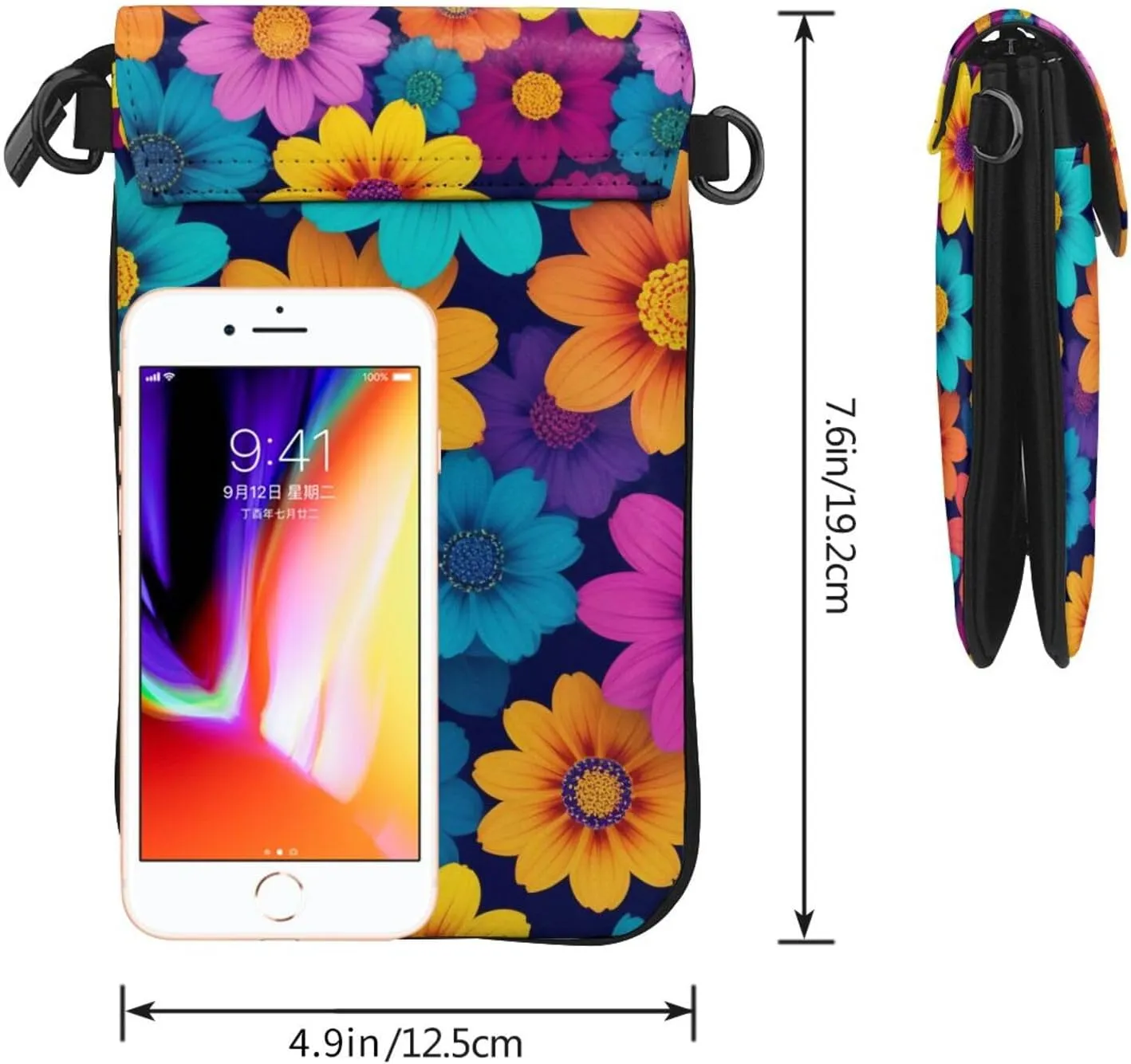 Small Crossbody Bags for Women,Leather Shoulder Bag for Cell Phone Purse with Strap and Colorful Life Trees Printed