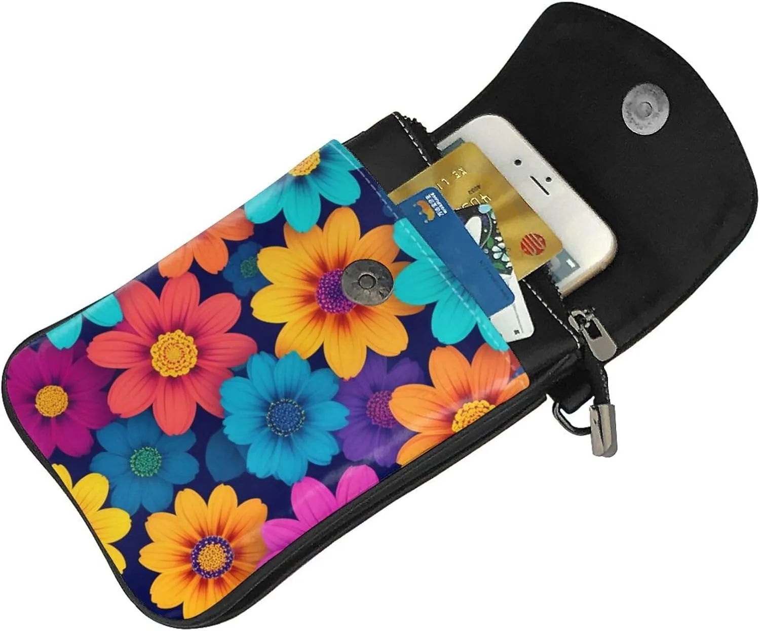 Small Crossbody Bags for Women,Leather Shoulder Bag for Cell Phone Purse with Strap and Colorful Life Trees Printed