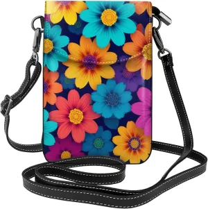 Small Crossbody Bags for Women,Leather Shoulder Bag for Cell Phone Purse with Strap and Colorful Life Trees Printed