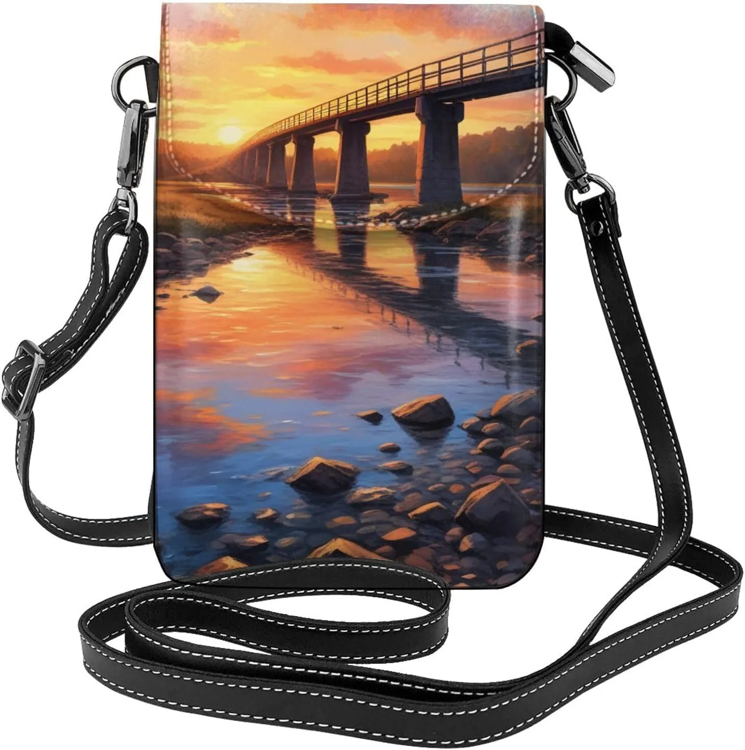 Small Crossbody Bags for Women,Leather Shoulder Bag for Cell Phone Purse with Strap and Flamingo Succulent Plants Printed
