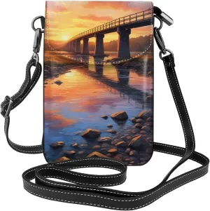 Small Crossbody Bags for Women,Leather Shoulder Bag for Cell Phone Purse with Strap and Flamingo Succulent Plants Printed