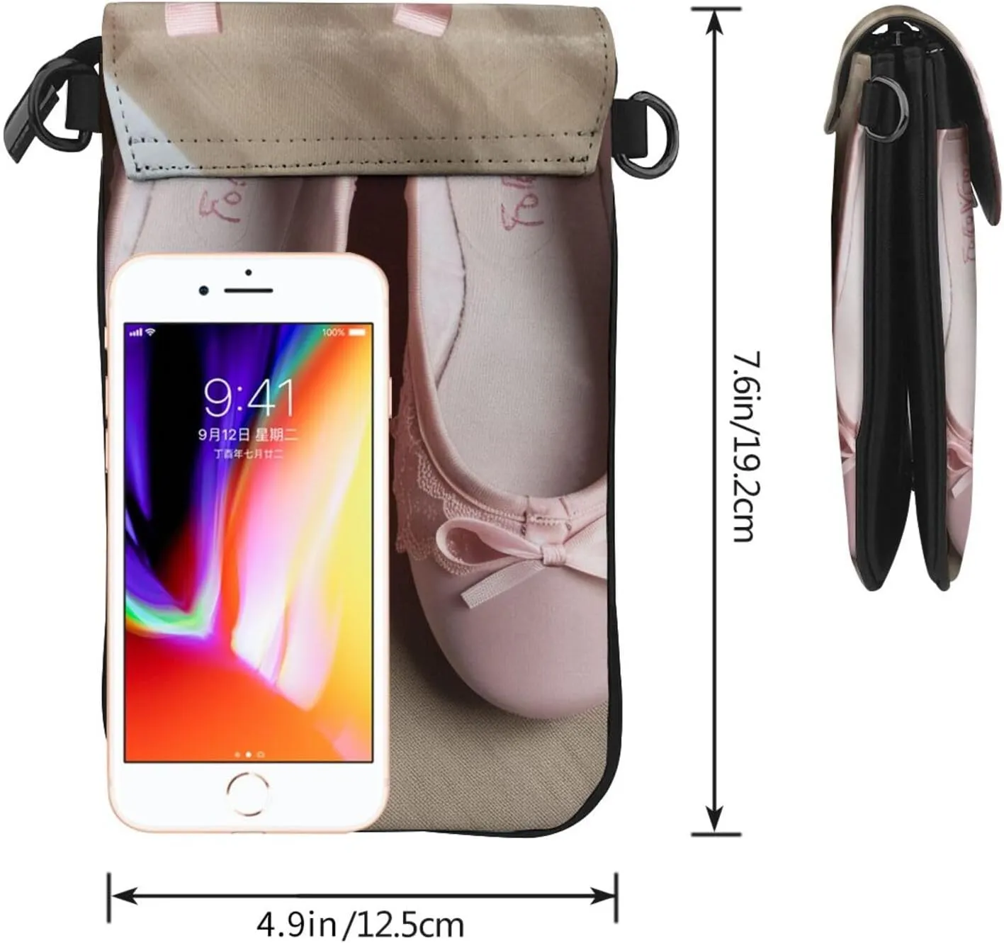 Small Crossbody Bags for Women,Leather Shoulder Bag for Cell Phone Purse with Strap and Hearts shape Printed