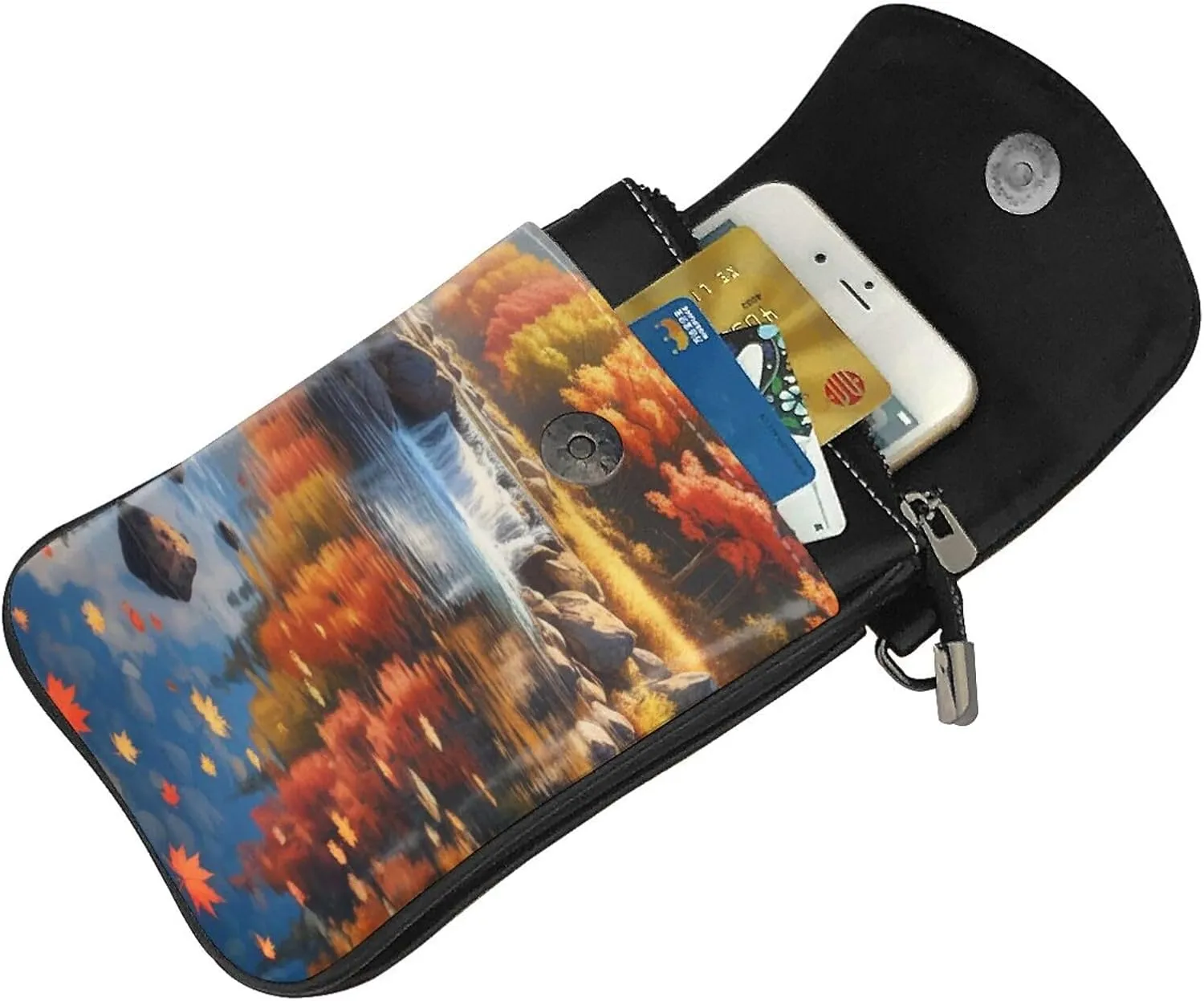 Small Crossbody Bags for Women,Leather Shoulder Bag for Cell Phone Purse with Strap and Native American Patterns Printed
