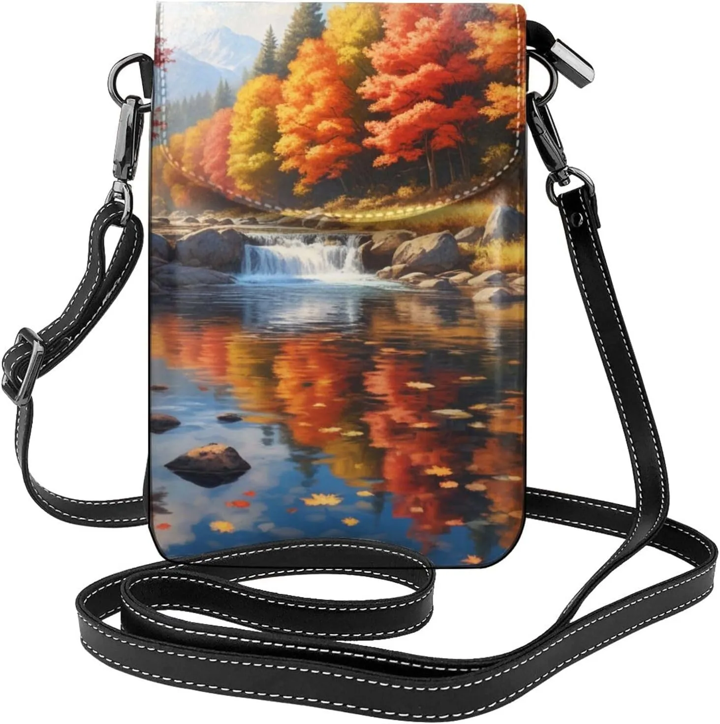 Small Crossbody Bags for Women,Leather Shoulder Bag for Cell Phone Purse with Strap and Native American Patterns Printed