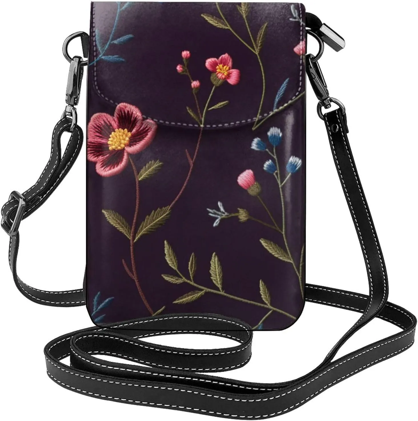 Small Crossbody Bags for Women,Leather Shoulder Bag for Cell Phone Purse with Strap and Night Sky with Trees Printed