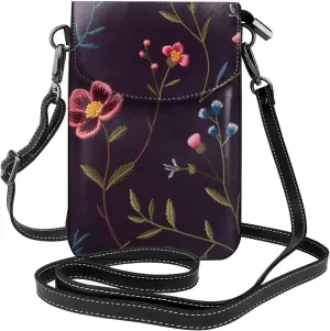 Small Crossbody Bags for Women,Leather Shoulder Bag for Cell Phone Purse with Strap and Night Sky with Trees Printed