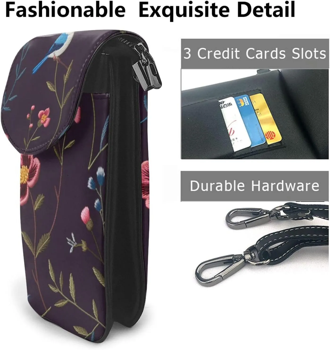 Small Crossbody Bags for Women,Leather Shoulder Bag for Cell Phone Purse with Strap and Night Sky with Trees Printed