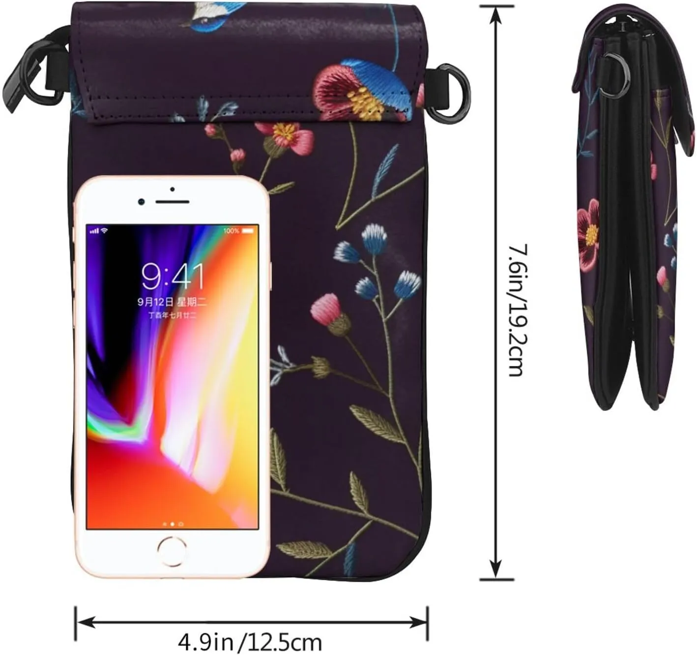 Small Crossbody Bags for Women,Leather Shoulder Bag for Cell Phone Purse with Strap and Night Sky with Trees Printed