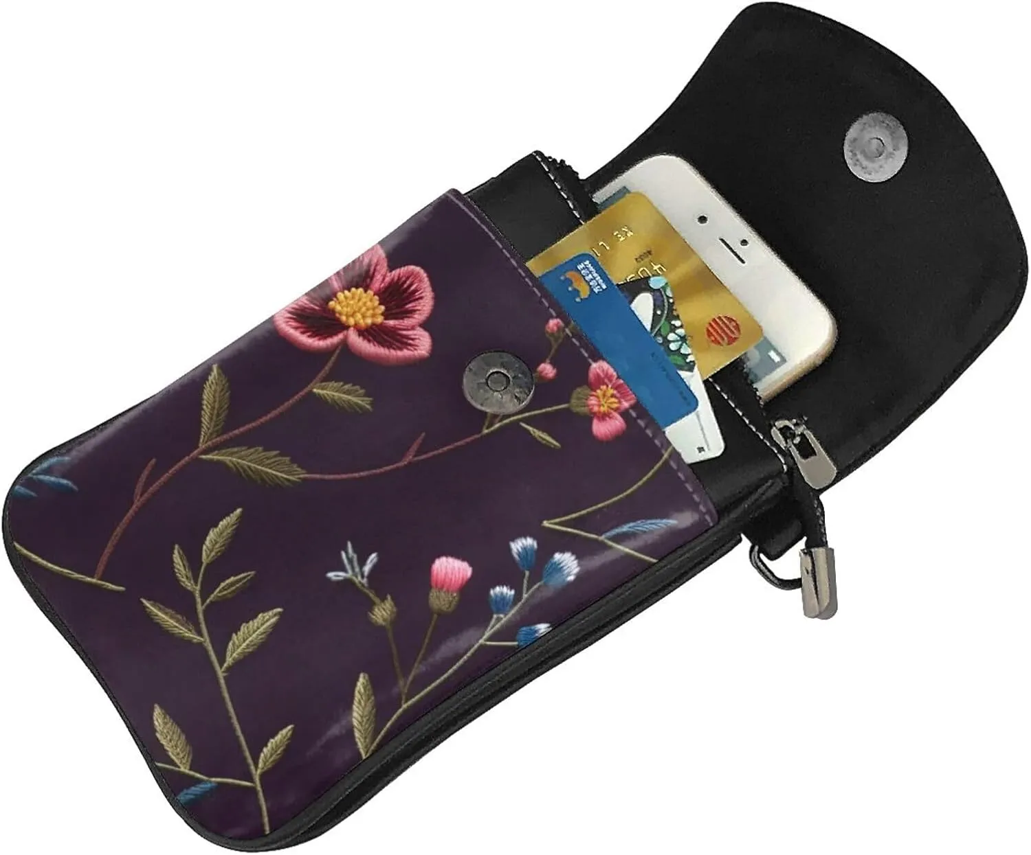 Small Crossbody Bags for Women,Leather Shoulder Bag for Cell Phone Purse with Strap and Night Sky with Trees Printed