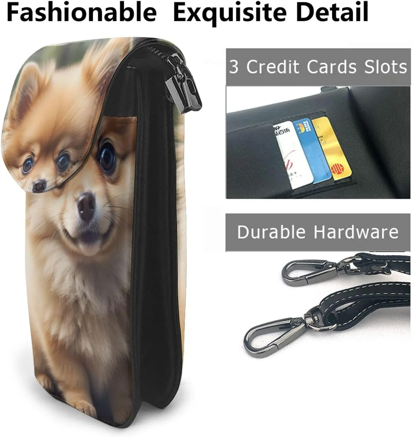 Small Crossbody Bags for Women,Leather Shoulder Bag for Cell Phone Purse with Strap and ovely Pet Dog Beagle Printed