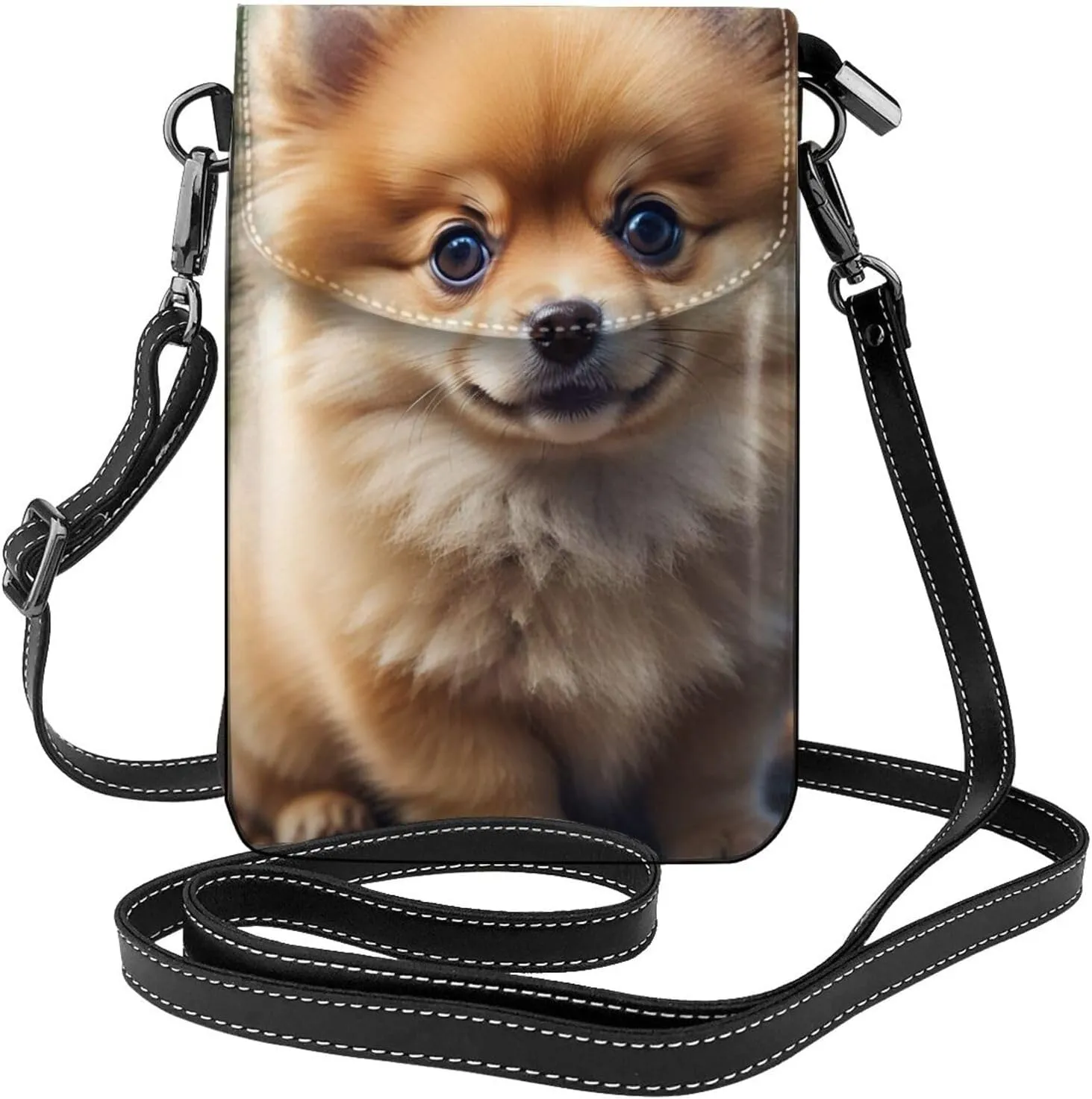 Small Crossbody Bags for Women,Leather Shoulder Bag for Cell Phone Purse with Strap and ovely Pet Dog Beagle Printed