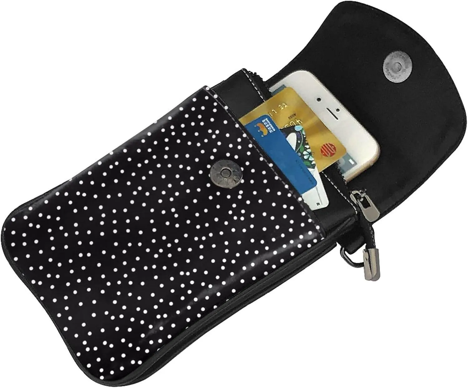 Small Crossbody Bags for Women,Leather Shoulder Bag for Cell Phone Purse with Strap and Polka Dot Printed