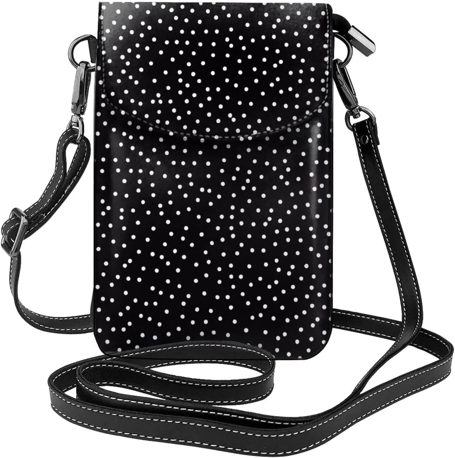 Small Crossbody Bags for Women,Leather Shoulder Bag for Cell Phone Purse with Strap and Polka Dot Printed