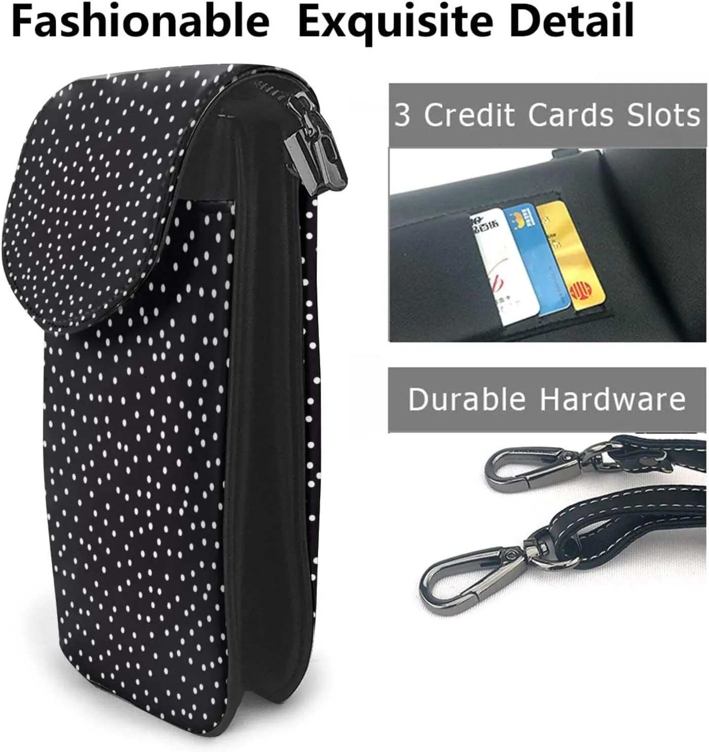 Small Crossbody Bags for Women,Leather Shoulder Bag for Cell Phone Purse with Strap and Polka Dot Printed