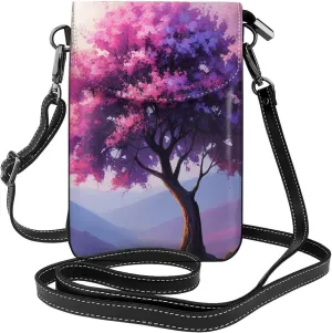 Small Crossbody Bags for Women,Leather Shoulder Bag for Cell Phone Purse with Strap and Rainbow Hearts Printed
