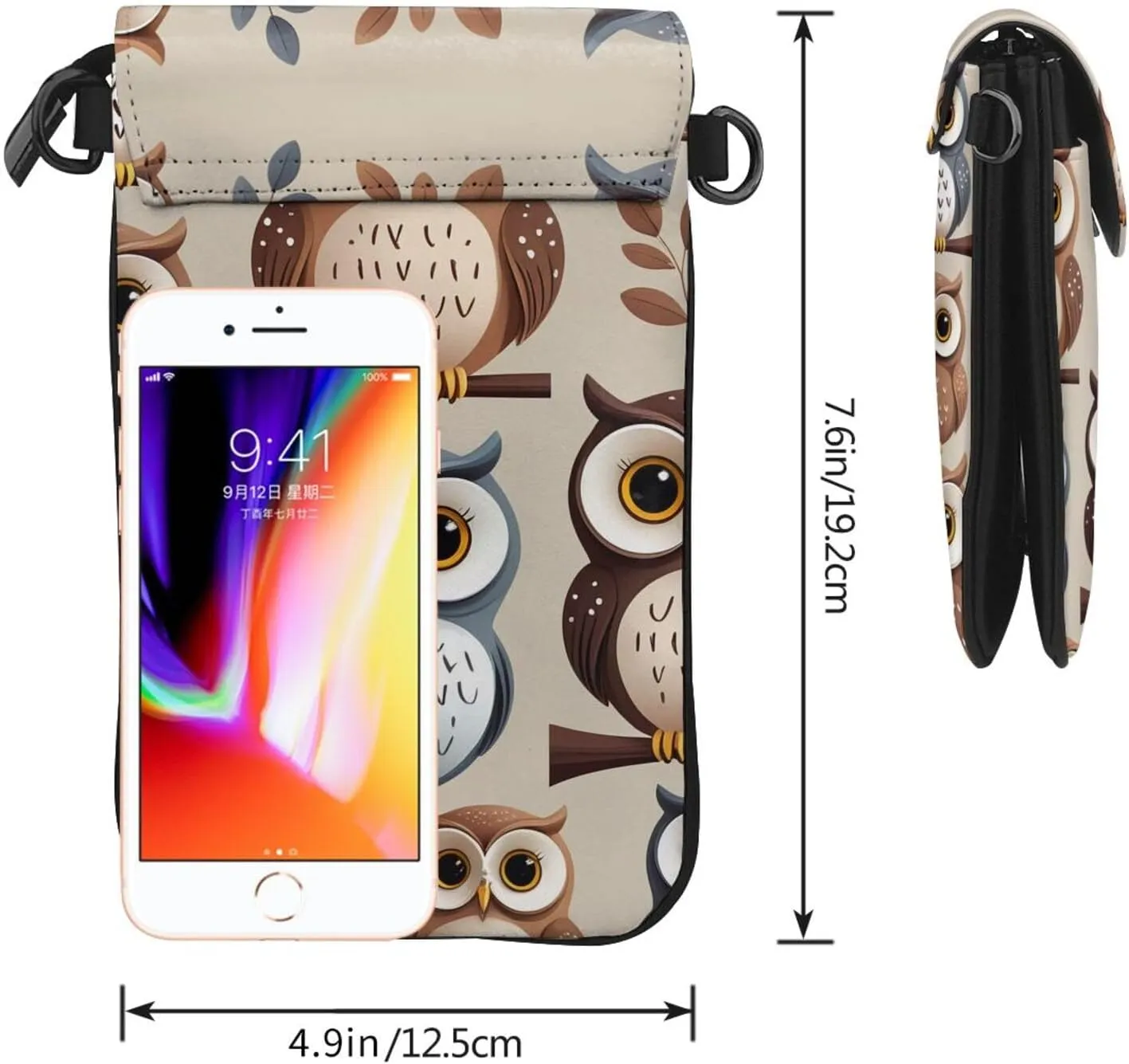 Small Crossbody Bags for Women,Leather Shoulder Bag for Cell Phone Purse with Strap and Strawberry Printed