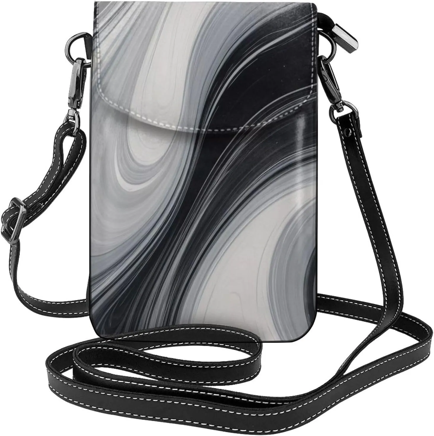 Small Crossbody Bags for Women,Leather Shoulder Bag for Cell Phone Purse with Strap and Water Stripe Printed