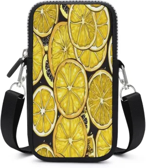 Small Crossbody Bags for Women,Sliced Lemon Wallpaper Print Mobile Phone Bag,Trendy Cross Body Cell Phone Purse Shoulder Bag