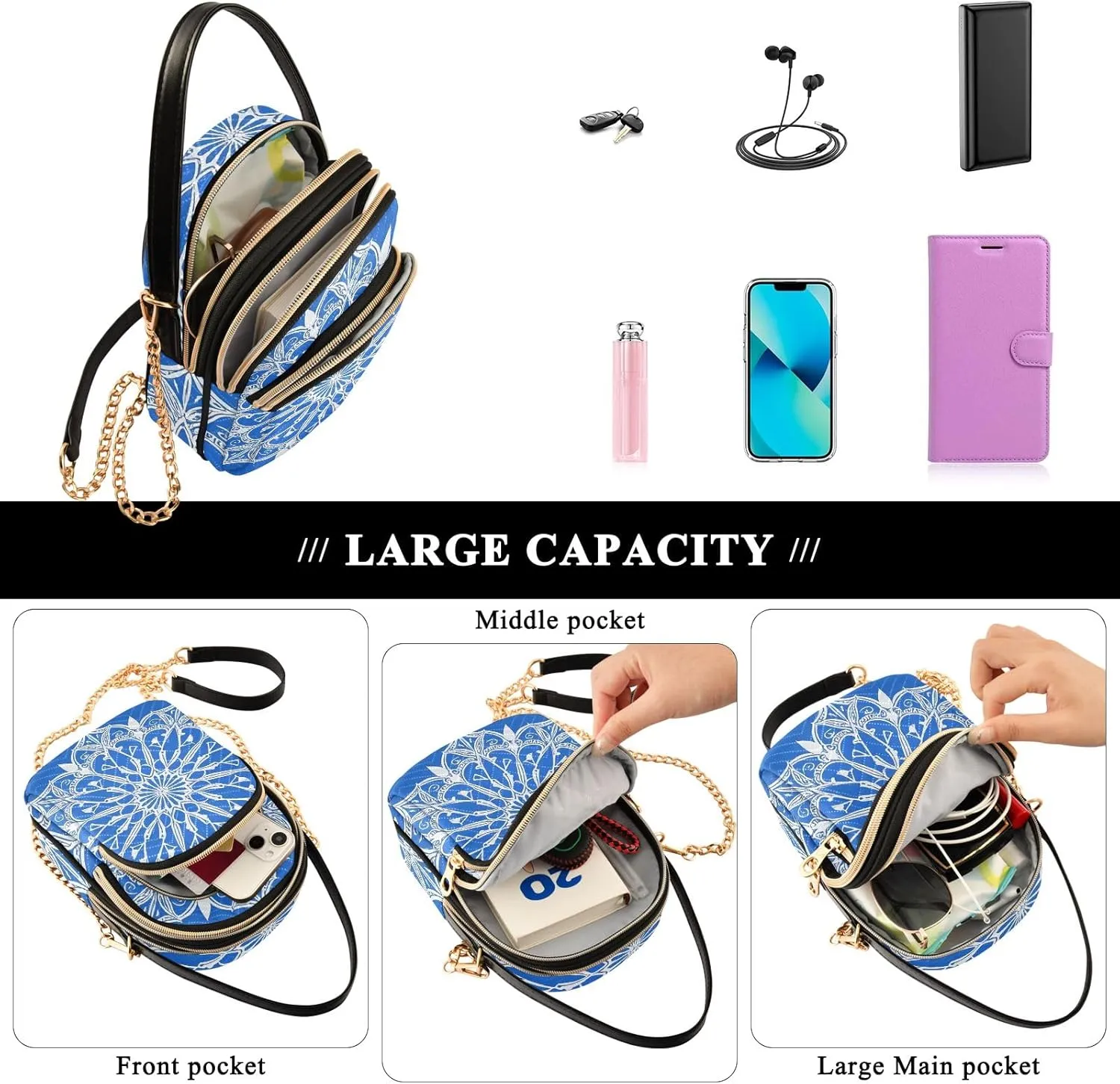 Small Handbag Crossbody Bag for Women Quilted Bags Shoulder Purse Phone Wallet Chain Bag