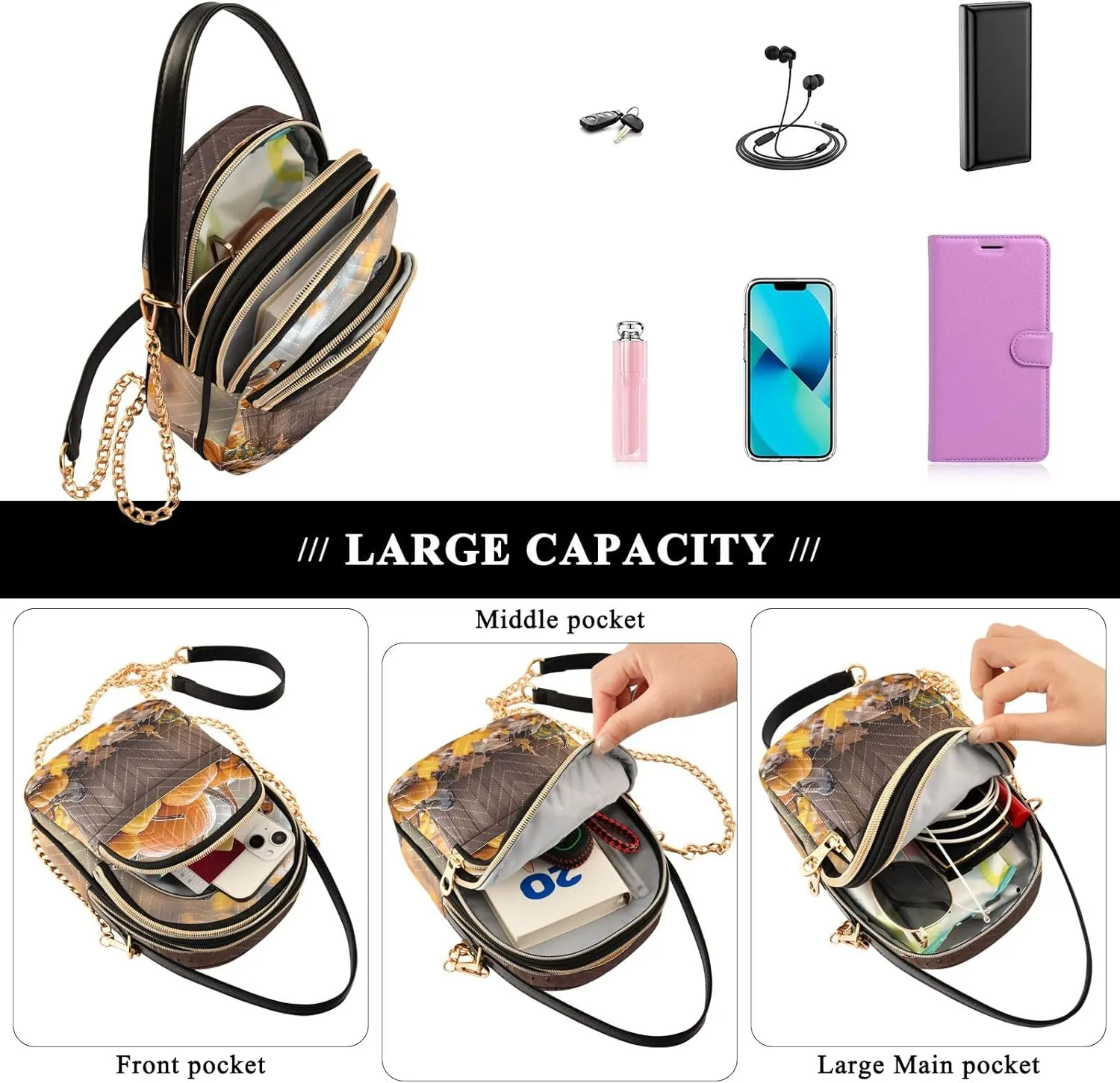 Small Handbag Crossbody Bag for Women Quilted Bags Shoulder Purse Phone Wallet Chain Bag