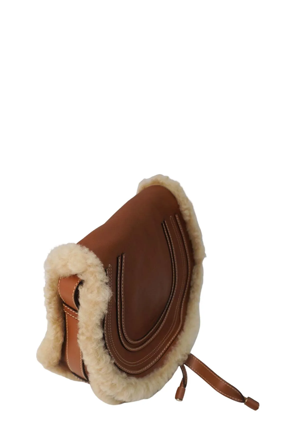 Small Marcie Shearling Bag Brown