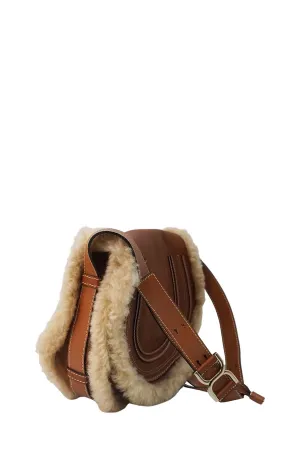 Small Marcie Shearling Bag Brown