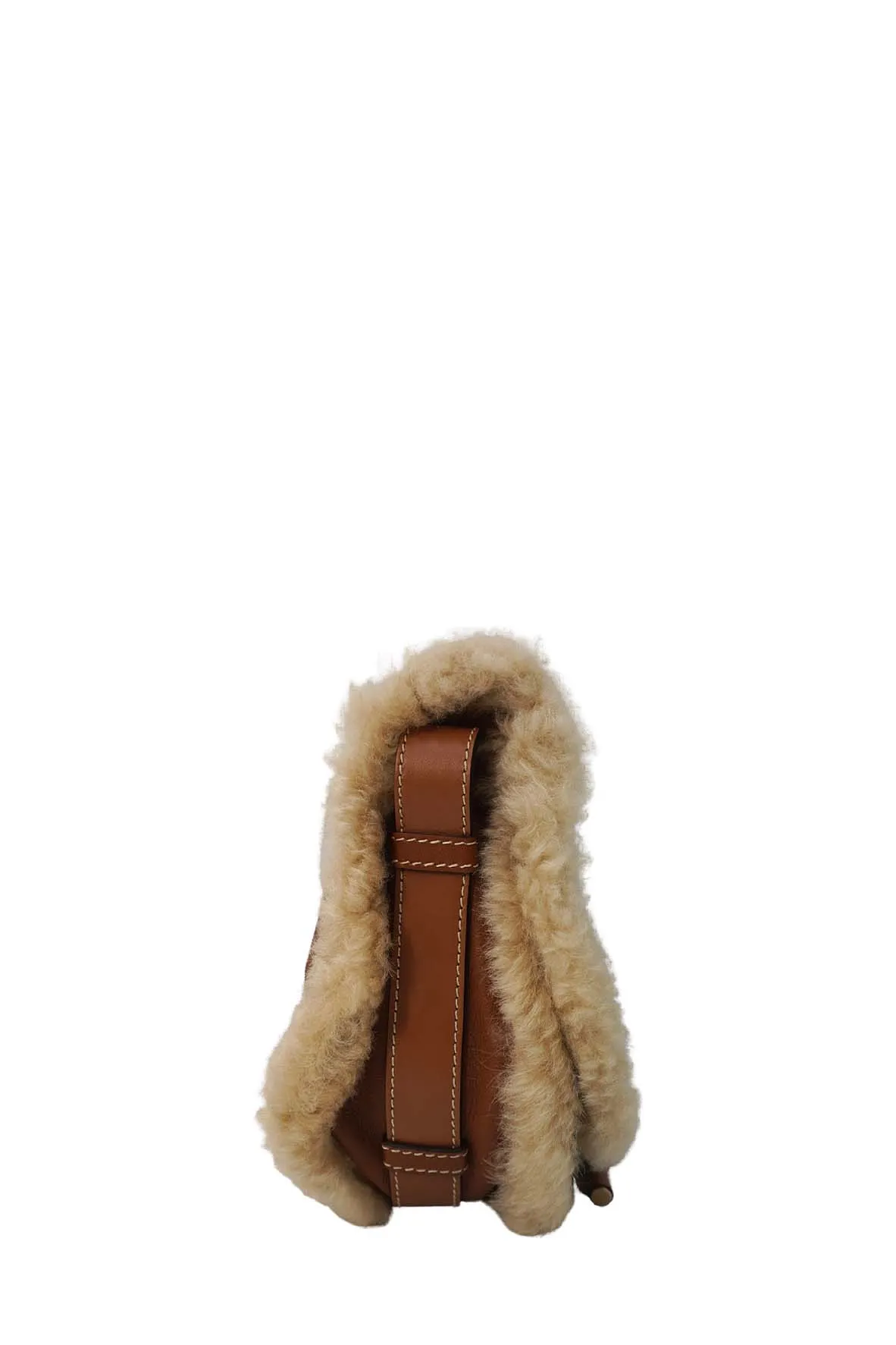 Small Marcie Shearling Bag Brown