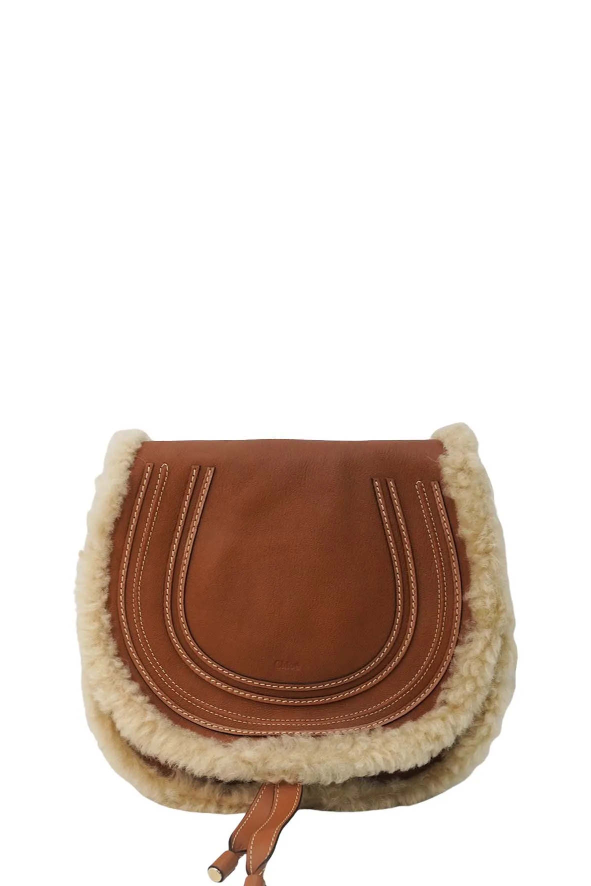 Small Marcie Shearling Bag Brown