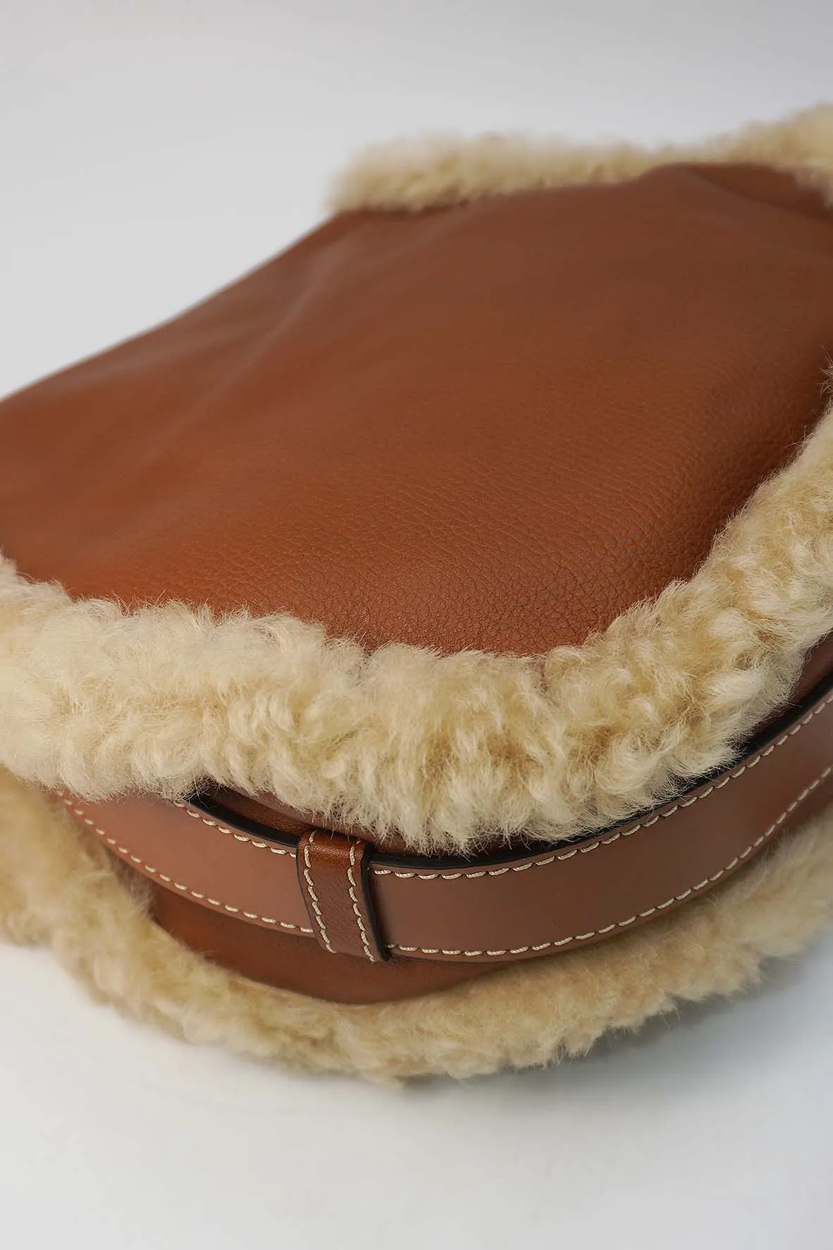 Small Marcie Shearling Bag Brown