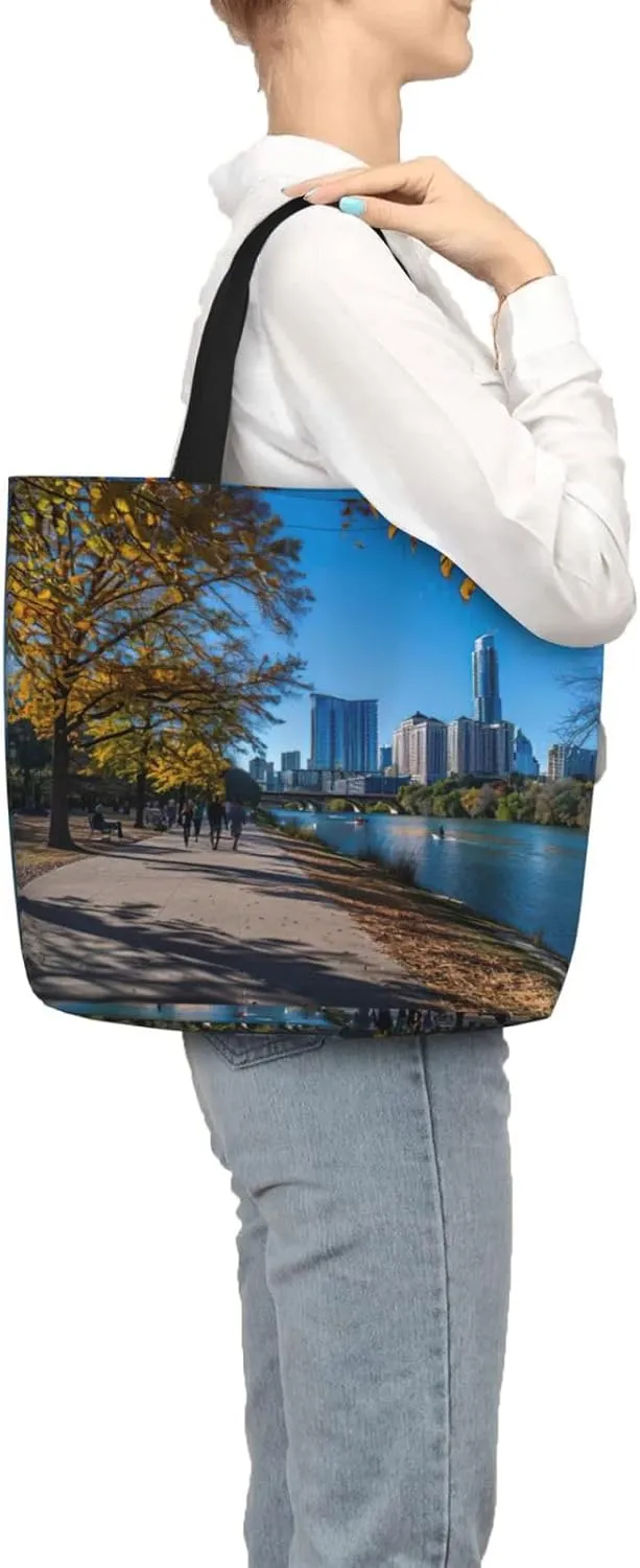 Small Rainbow Print Tote Bags Reusable Grocery Bag Shoulde Bag Handbag For Office Shopping Travel Women Casual Work