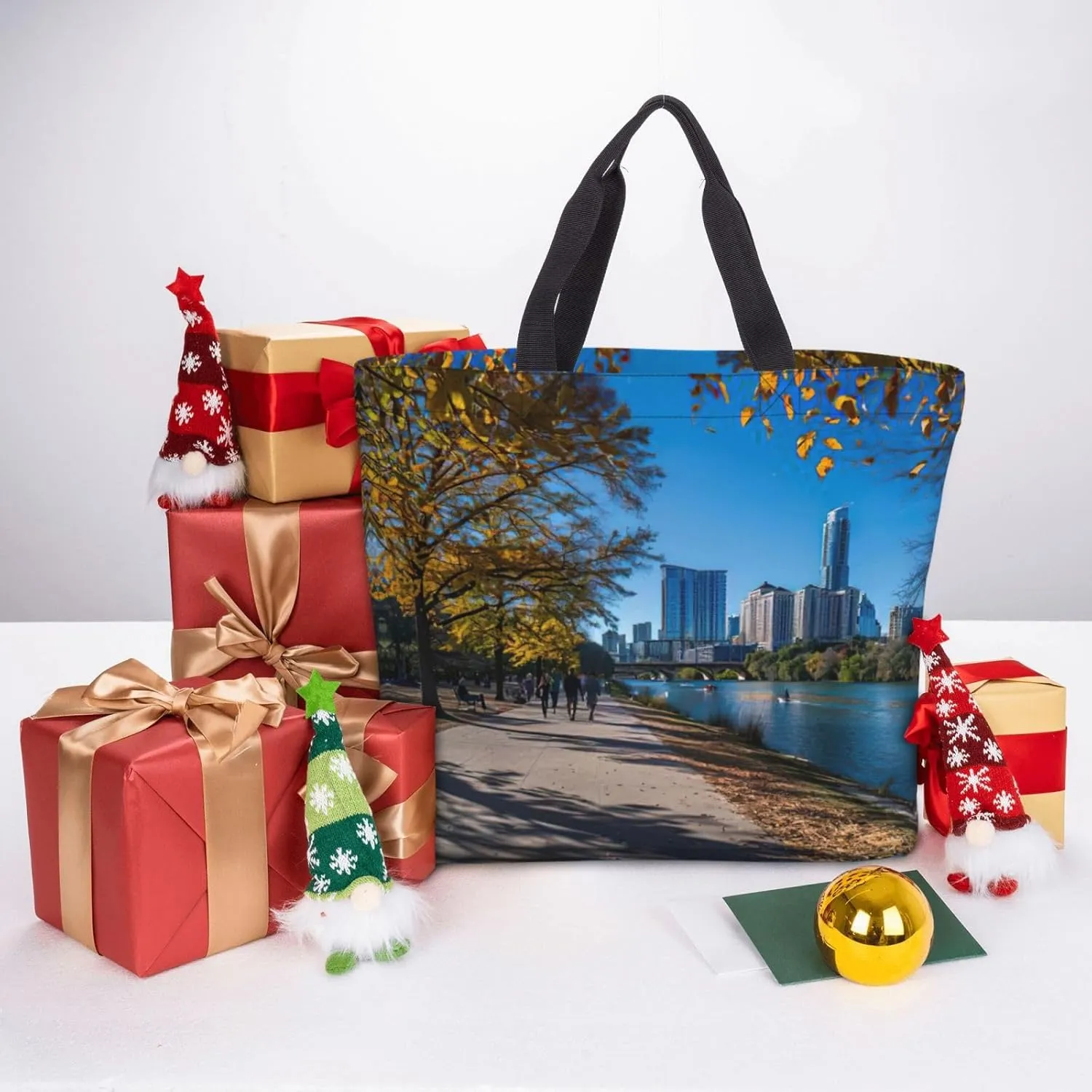 Small Rainbow Print Tote Bags Reusable Grocery Bag Shoulde Bag Handbag For Office Shopping Travel Women Casual Work