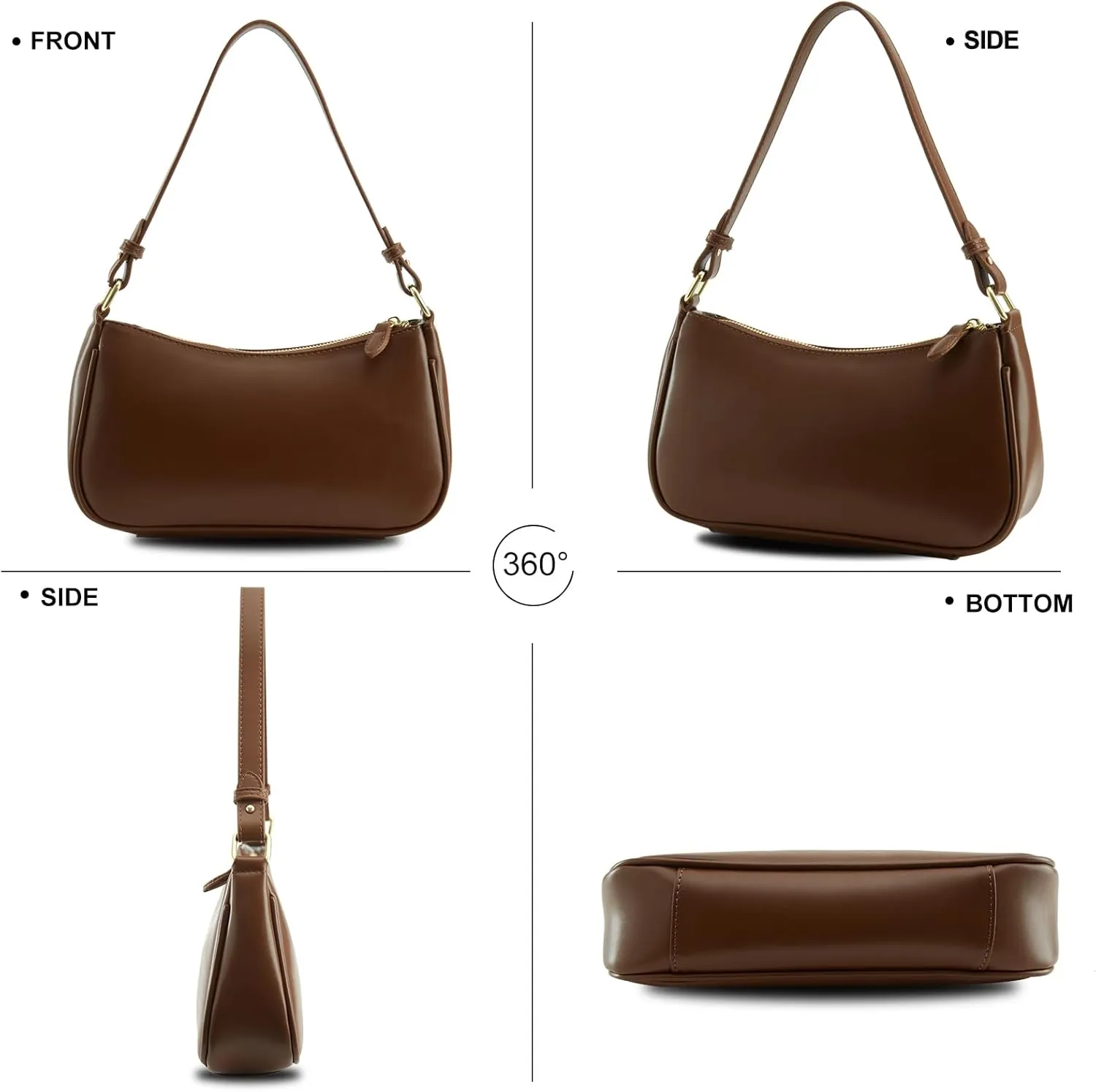 Small Shoulder Bag for women Clutch Purse Handbag with 2 Removable Straps and Zipper Closure Crossbody Bags