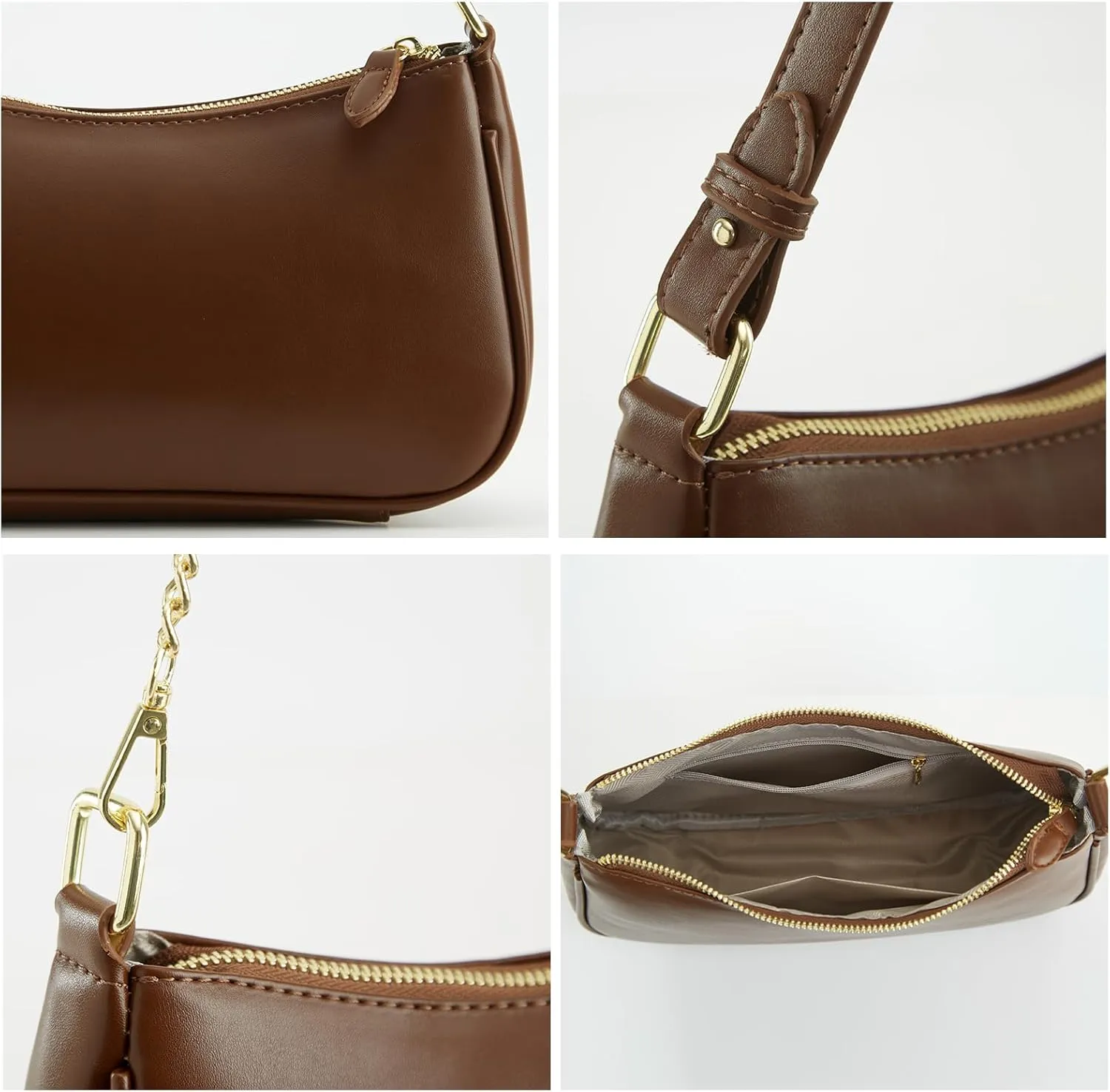 Small Shoulder Bag for women Clutch Purse Handbag with 2 Removable Straps and Zipper Closure Crossbody Bags