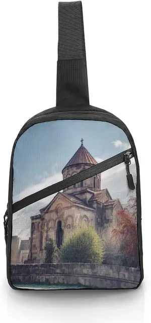 Small Sling Chest Bag Crossbody Bag for Men Women,Armenian Church Lightweight Gym Daypack for Travel Cycling Hiking