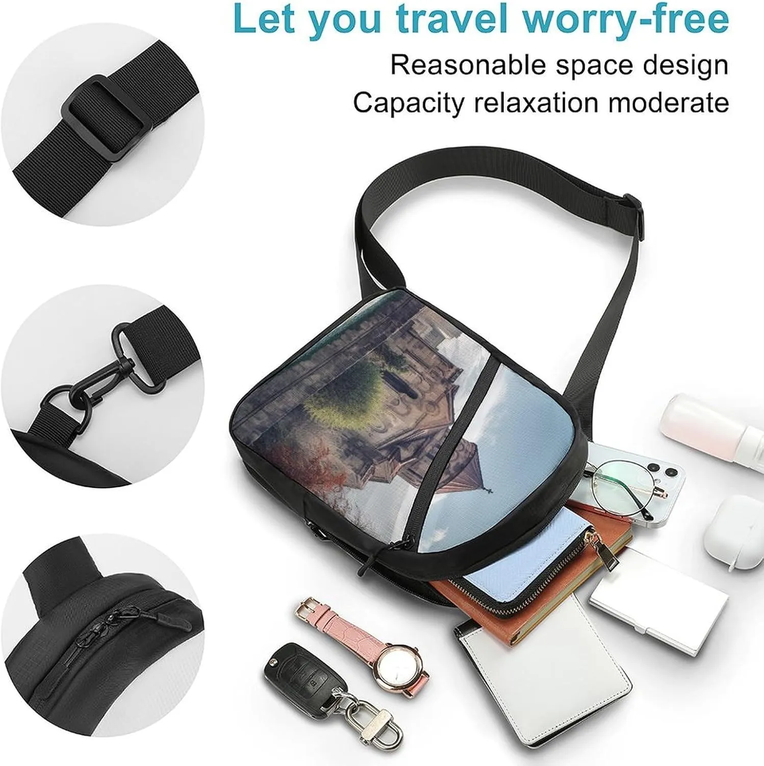 Small Sling Chest Bag Crossbody Bag for Men Women,Armenian Church Lightweight Gym Daypack for Travel Cycling Hiking