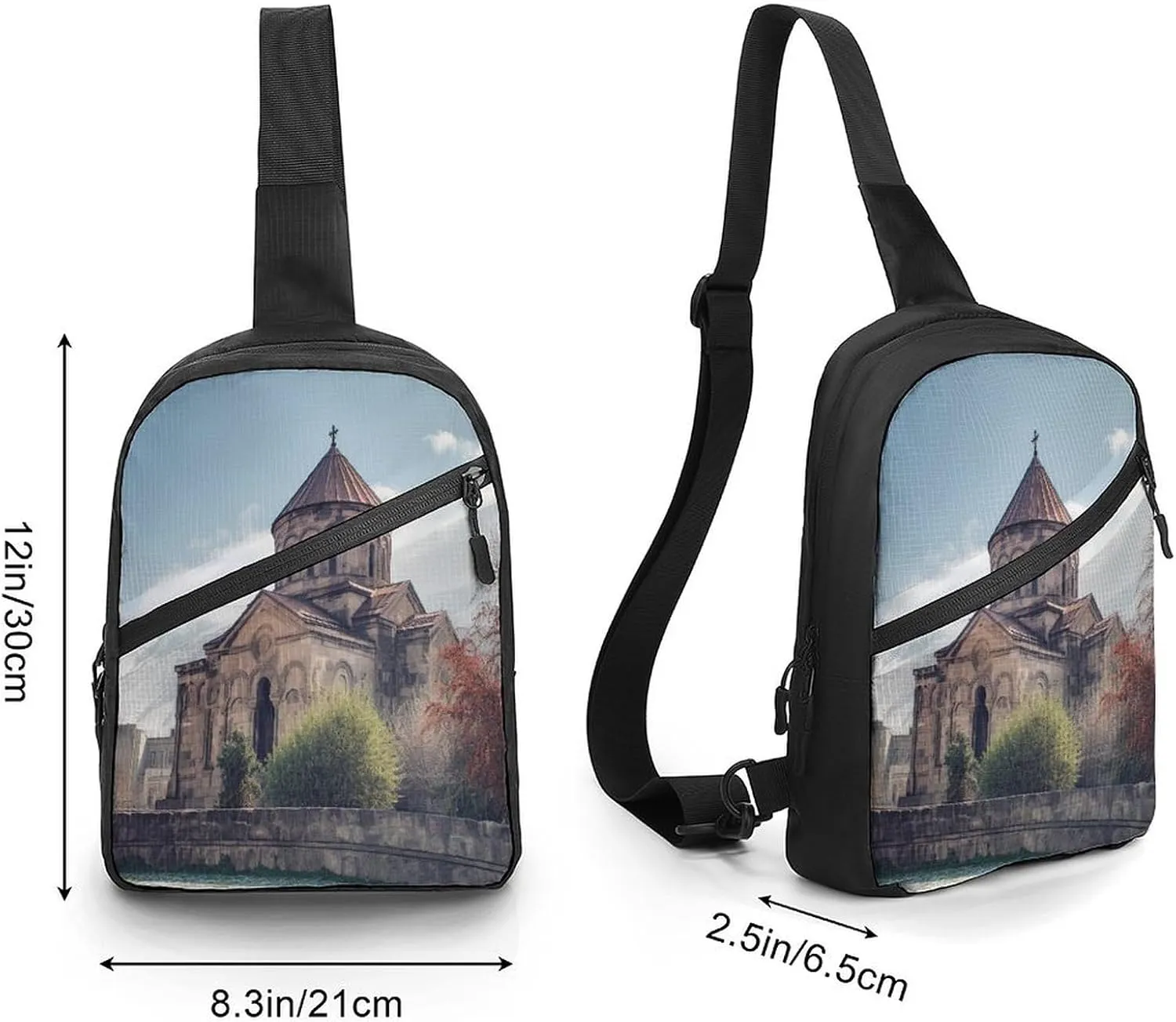 Small Sling Chest Bag Crossbody Bag for Men Women,Armenian Church Lightweight Gym Daypack for Travel Cycling Hiking