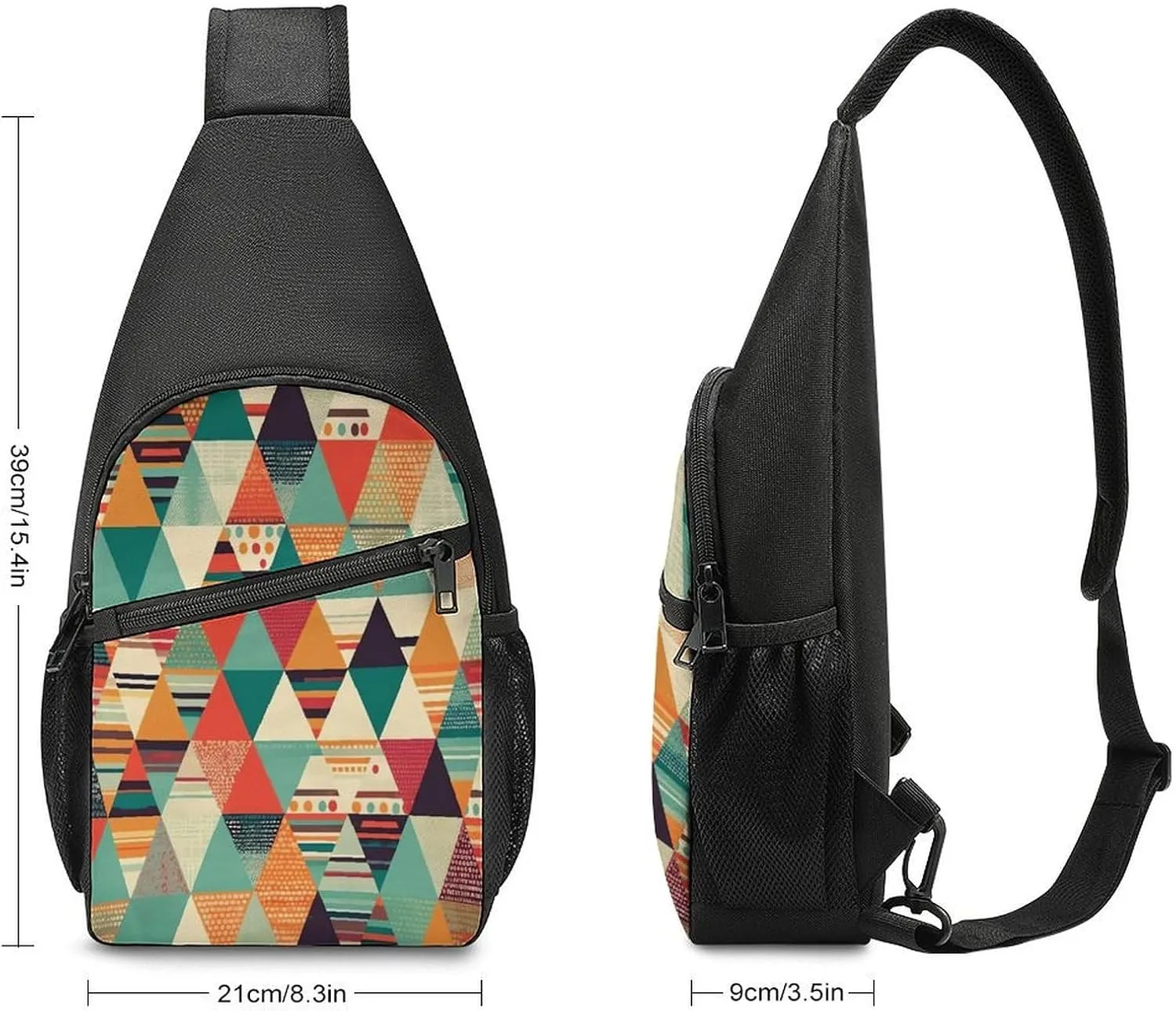 Small Sling Chest Bag Crossbody Bag for Men Women,Bright Colors And Stripes Lightweight Gym Daypack for Travel Cycling Hiking