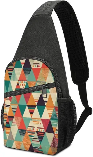 Small Sling Chest Bag Crossbody Bag for Men Women,Bright Colors And Stripes Lightweight Gym Daypack for Travel Cycling Hiking