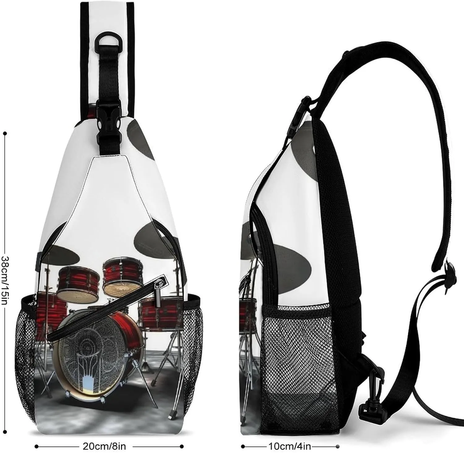 Small Sling Chest Bag Crossbody Bag for Men Women,Cool Drum Set Lightweight Gym Daypack for Travel Cycling Hiking