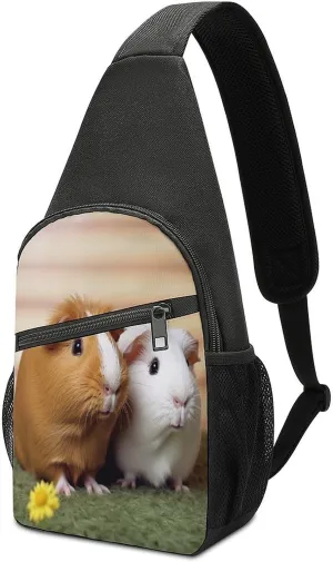Small Sling Chest Bag Crossbody Bag for Men Women,Cute Guinea Pig Lightweight Gym Daypack for Travel Cycling Hiking