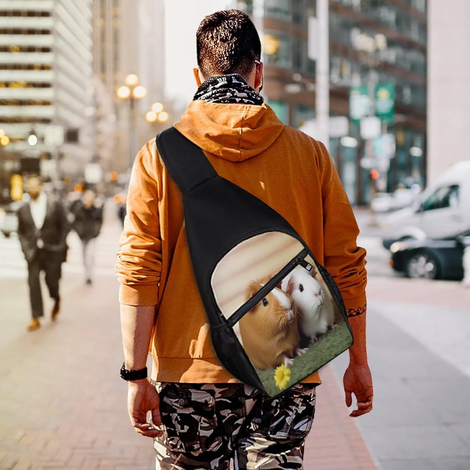 Small Sling Chest Bag Crossbody Bag for Men Women,Cute Guinea Pig Lightweight Gym Daypack for Travel Cycling Hiking