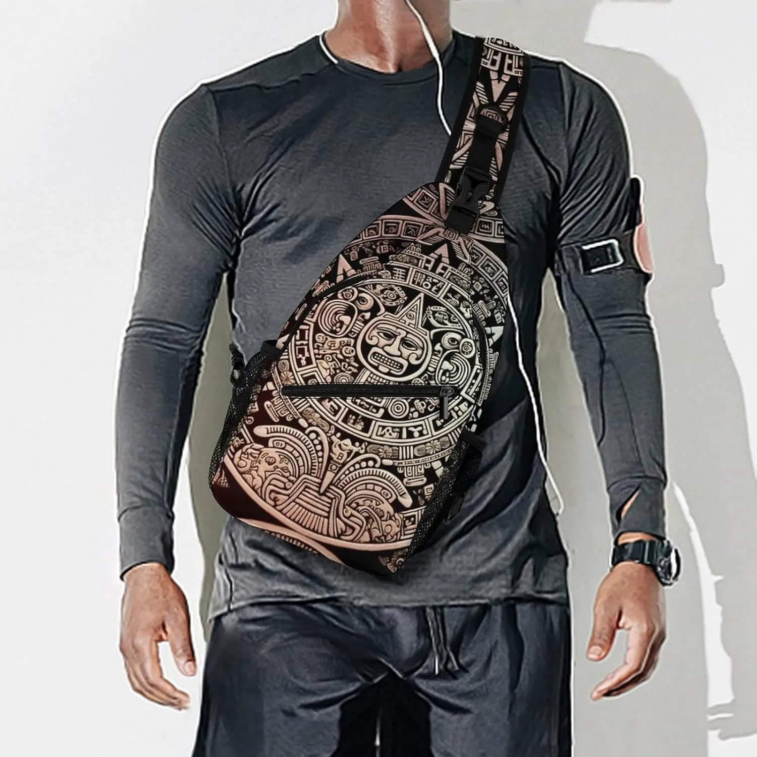 Small Sling Chest Bag Crossbody Bag for Men Women,Mayan Calendar End Of The World Lightweight Gym Daypack for Travel Cycling Hiking